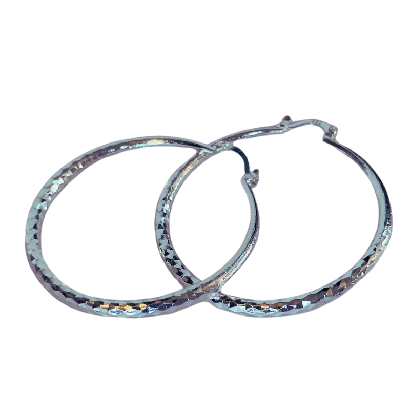 Brincos Argolas Prata 925 — Corte Diamantado