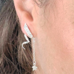 Brinco Prata 925 Ear Cuff com Cristais Premium e Pingente Estrela