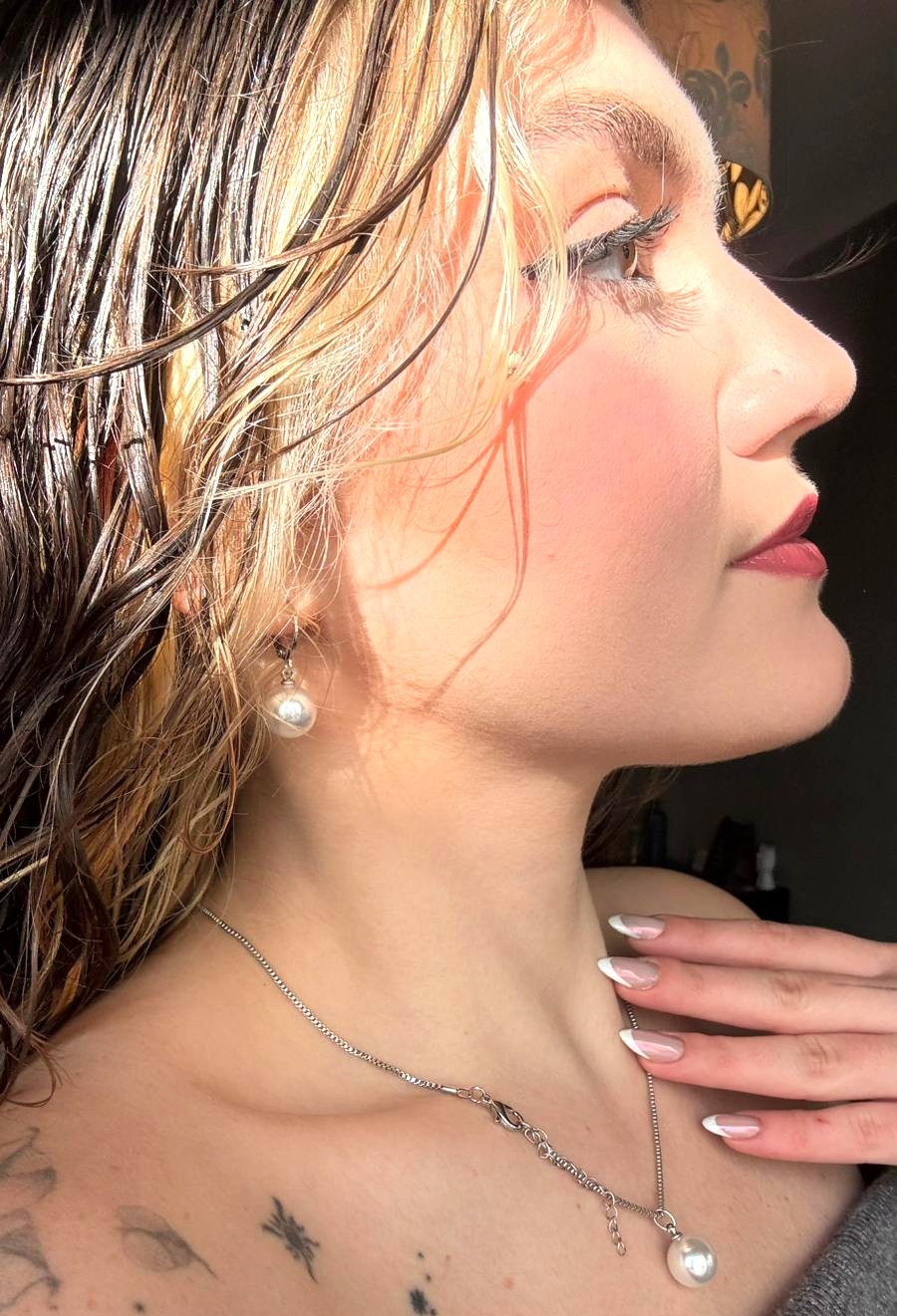 conjunto bijuteria pérola elegante