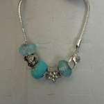 Pulseira prata charms – Pulseira em Prata 925 com Pingentes Decorativos Azul