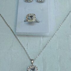 CONJUNTO PRATA 925 MOISSANITE – FIO, PENDENTE, BRINCOS E ANEL